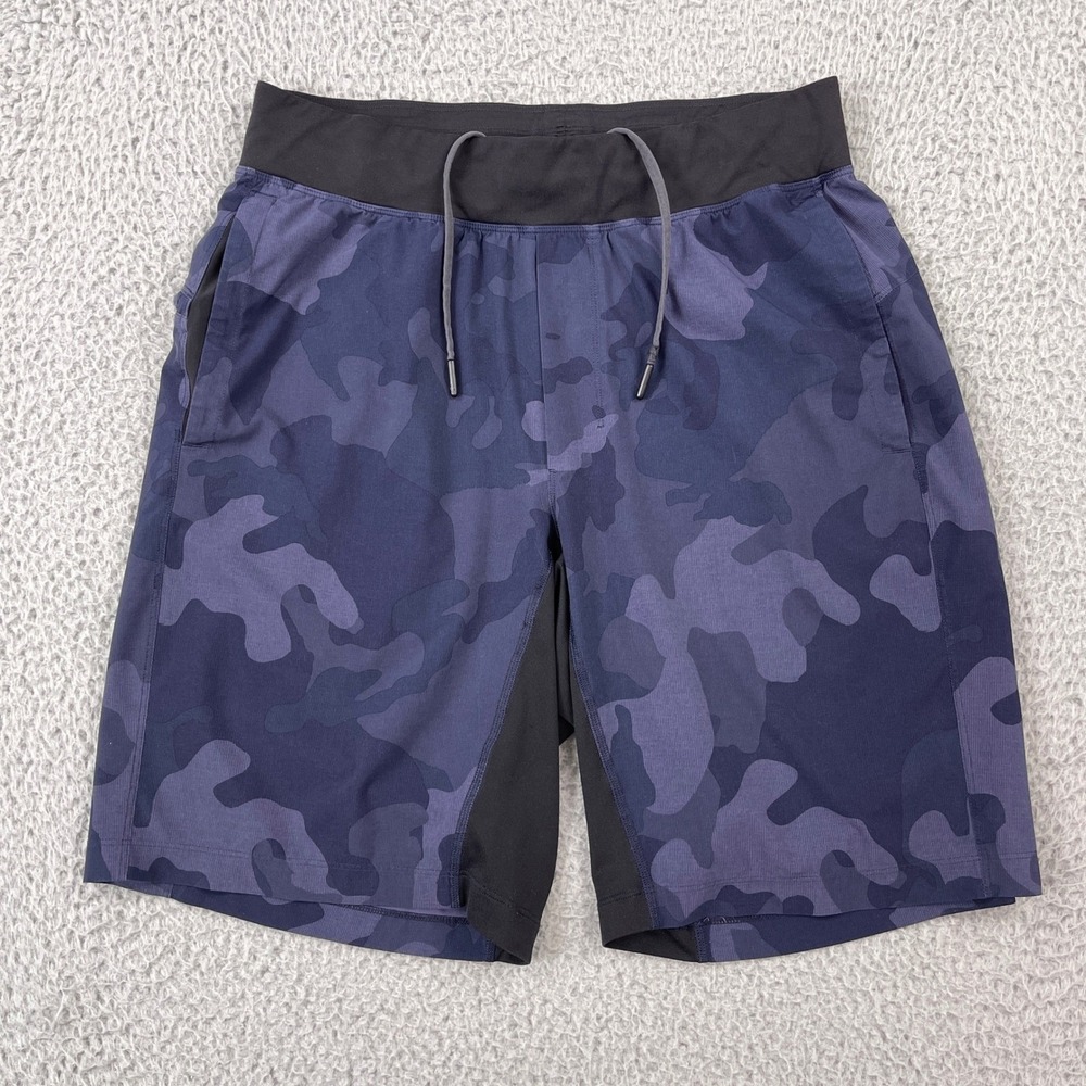 Lululemon T.H.E. Short 9" Linerless Mens Medium Camo Blue Athletic Training